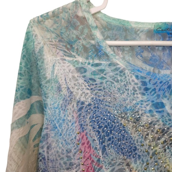 Lacey Y2K Rainbow Fairy Core Bedazzled Top - Picture 2 of 8